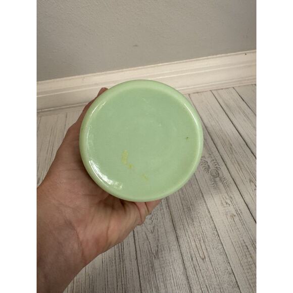 Vintage Jadite Ribbed Sugar Jar Pour Table Top Dispenser Stainless Flip Top Lid - Picture 5 of 10